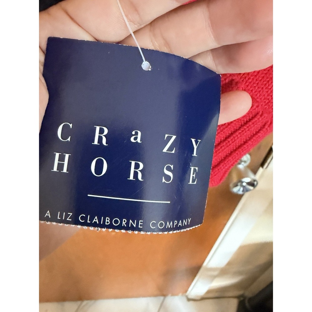 NWT Y2K Crazy Horse Liz Claiborne Knit Sweater M Nautical Anchor Red Navy - Picture 5 of 7